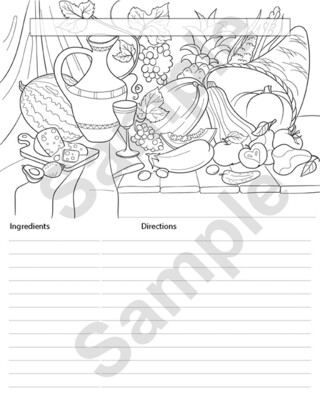 Printable Recipe Card Colorable #11 8x10 inches Instant Download