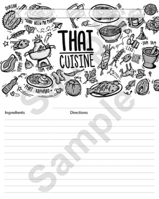 Printable Recipe Card Colorable #24 8x10 inches Instant Download