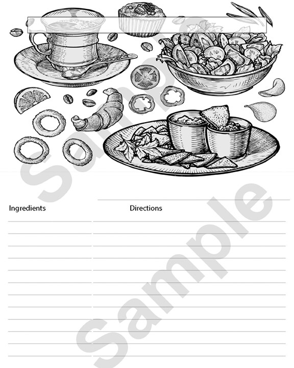 Printable Recipe Card Colorable #14 8x10 inches Instant Download