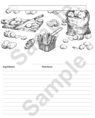 Printable Recipe Card Colorable #21 8x10 inches Instant Download