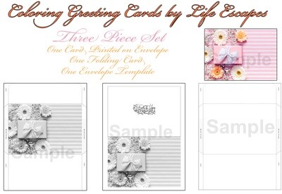 Mother's Day Greeting Card #8, 3 Piece Set, Printable, Colorable