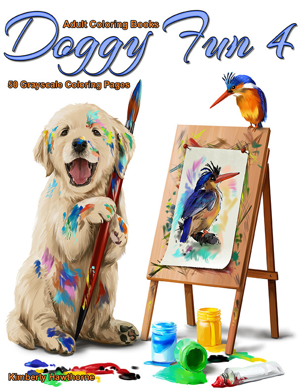 Doggy Fun 4 Grayscale Adult Coloring Book PDF