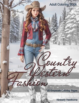 Country Western Fashion 1 Grayscale Adult Coloring Book PDF
