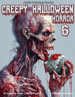 Creepy Halloween Horror 6 Grayscale Coloring Book for Adults PDF