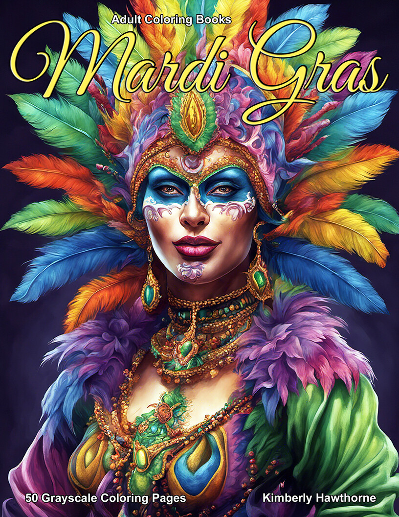 Mardi Gras Grayscale Coloring Book for Adults PDF