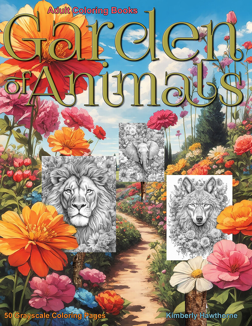 Garden of Animals Grayscale Coloring Book for Adults PDF