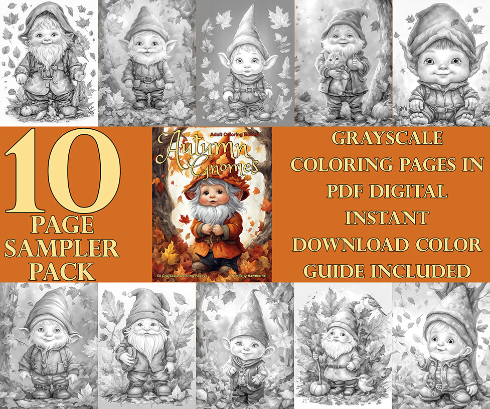Autumn Gnomes Coloring Book Sampler Pack PDF