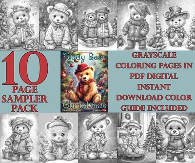Teddy Bear Christmas Coloring Book Sampler Pack PDF