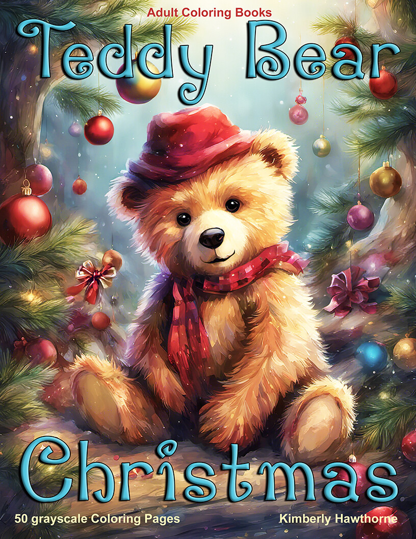 Teddy Bear Christmas Grayscale Coloring Book for Adults PDF