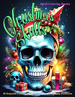 Christmas Skulls Grayscale Coloring Book for Adults PDF