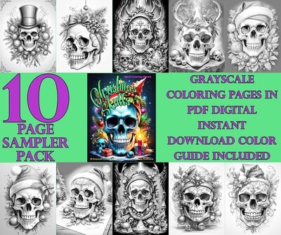 Christmas Skulls Coloring Book Sampler Pack PDF