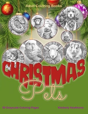 Christmas Pets Grayscale Coloring Book for Adults PDF