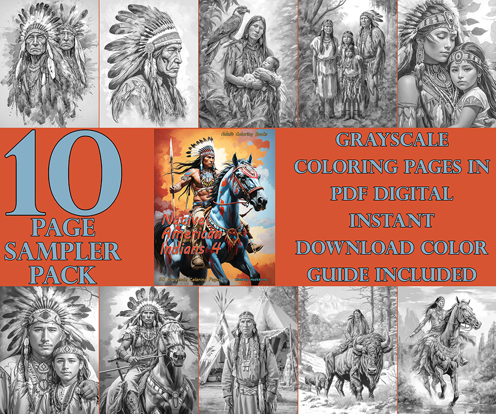 Native American Indians 4 Coloring Book Sampler Pack PDF