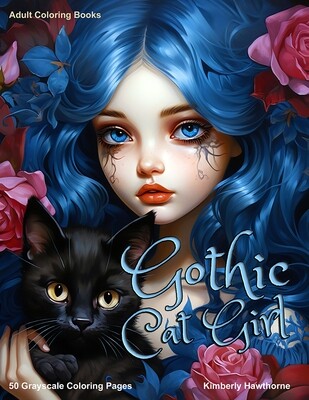 Gothic Cat Girl Grayscale Coloring Book for Adults PDF