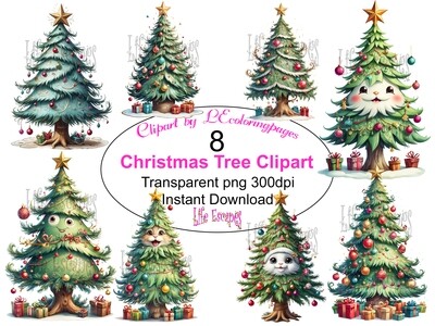 Christmas Trees - 8 Clipart Printables