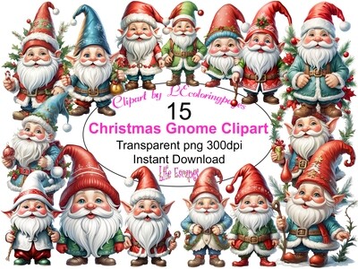 Christmas Gnomes - 15 Clipart Printables