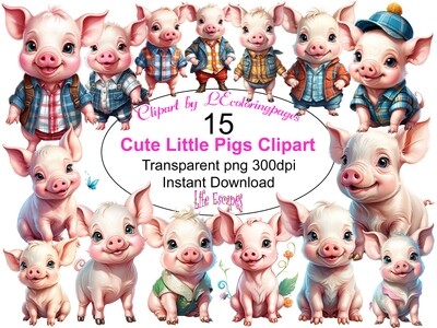 Cute Little Pigs - 15 Clipart Printables