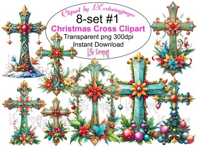 Christmas Crosses - 8 Clipart Printables
