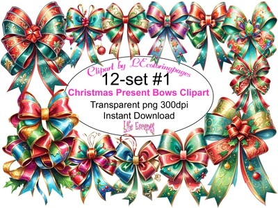 Christmas Bows - 12 Clipart Printables
