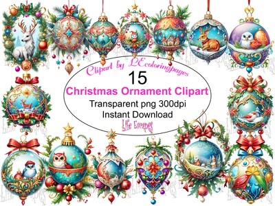 Christmas Ornaments- 15 Clipart Printables