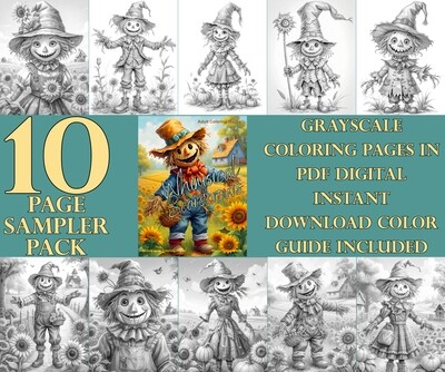 Whimsical Scarecrows Coloring Book Sampler Pack PDF