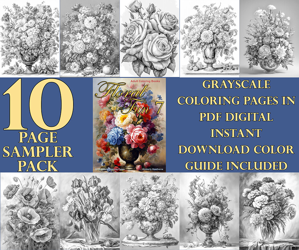 Floral Fun 7 Coloring Book Sampler Pack PDF