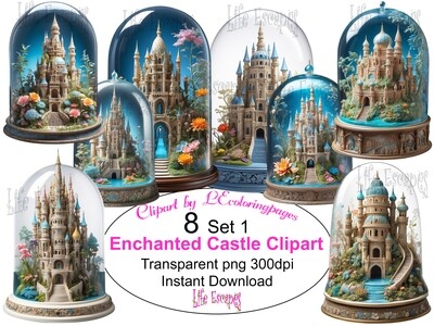 Enchanted Castle Dome PNG set 1 - 8 Clipart Printables