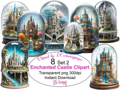 Enchanted Castle Dome PNG set 2 - 8 Clipart Printables