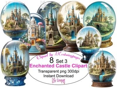 Enchanted Castle Dome PNG set 3 - 8 Clipart Printables