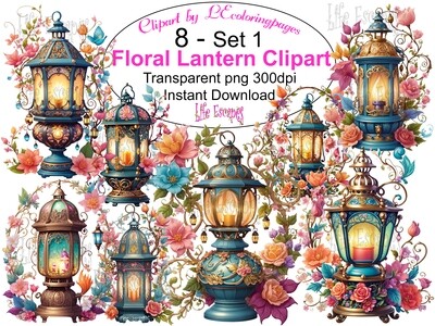 Fantasy Lantern PNG set 1 - 8 Clipart Printables
