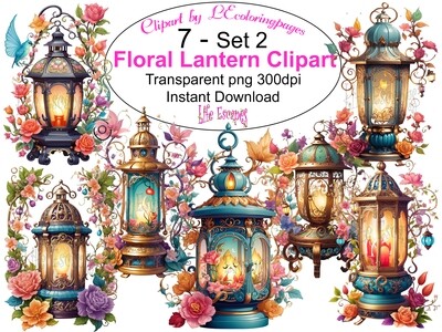 Fantasy Lantern PNG set 2 - 7 Clipart Printables