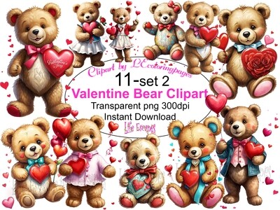 Valentine Teddy Bear PNG set 2 - 11 Clipart Printables