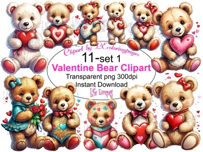 Valentine Teddy Bear PNG set 1 - 11 Clipart Printables