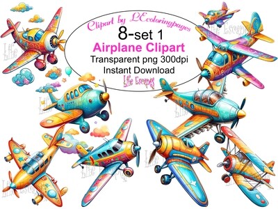 Airplane PNG set 1 - 8 Clipart Printables