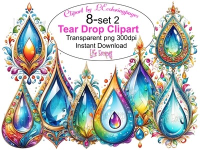 Tear Drop PNG set 2 - 8 Clipart Printables