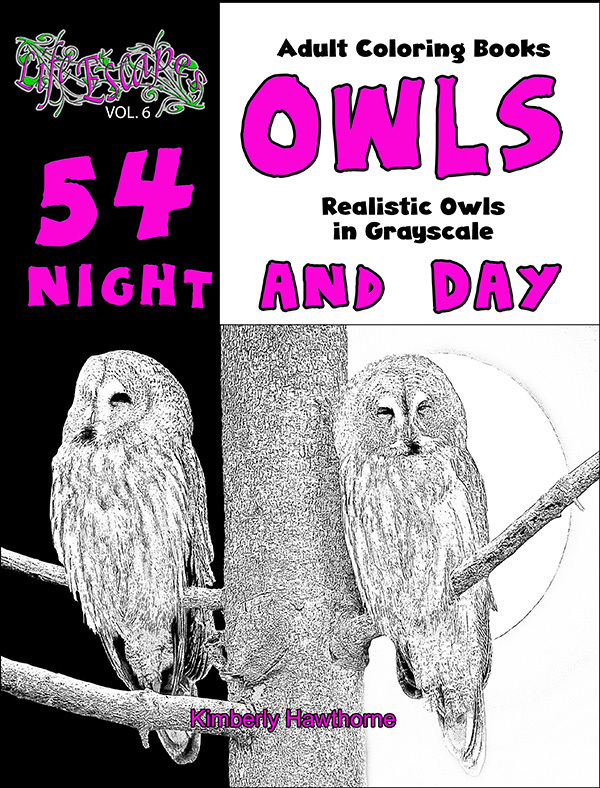 54 Owls Night & Day Coloring Book for Adults Digital Download