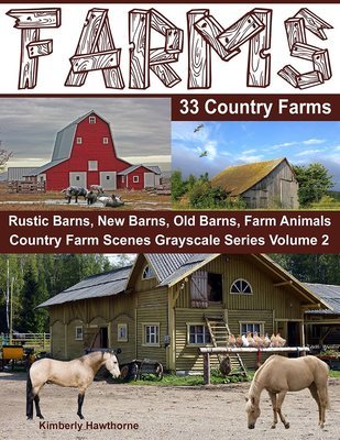 Farms 33 Country Farms Grayscale Coloring Book for Adults Digital Download