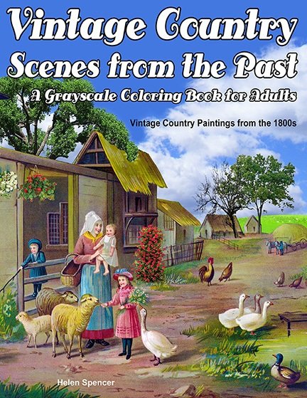 Vintage Country Scenes Coloring Book for Adults Digital Download