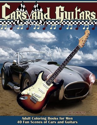 Cars and Guitars Coloring Book for Men Digital Download