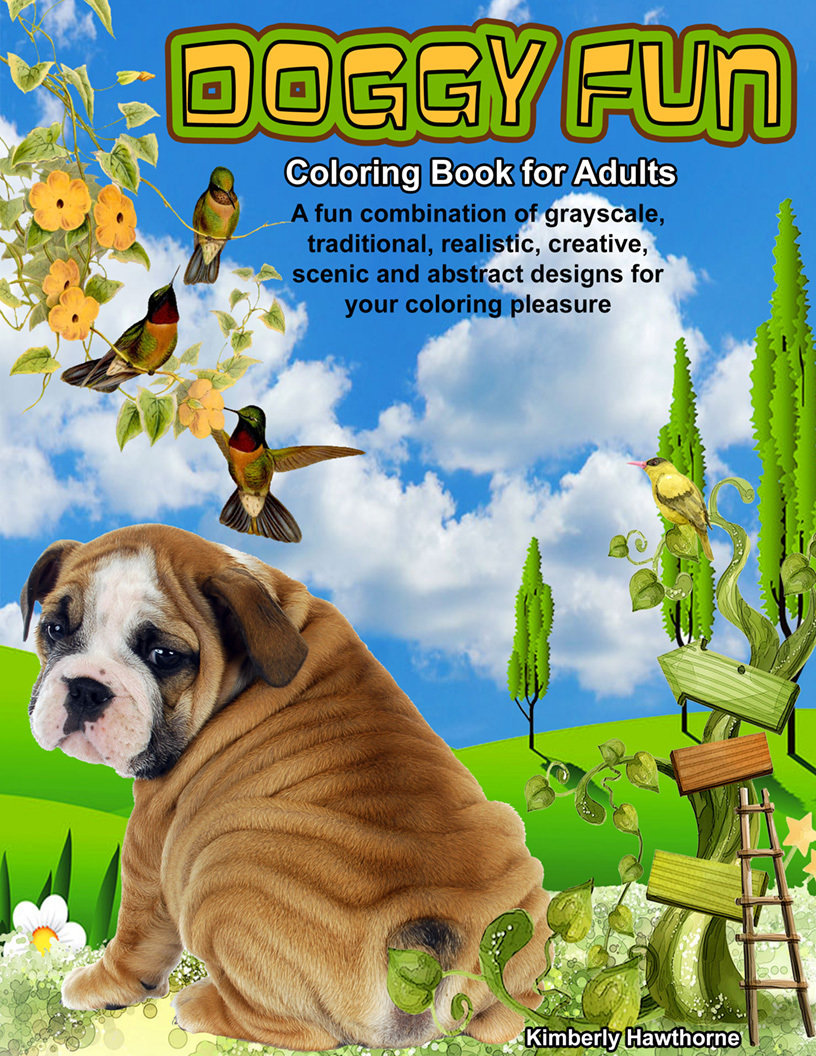 Doggy Fun Coloring Book for Adults Digital Download