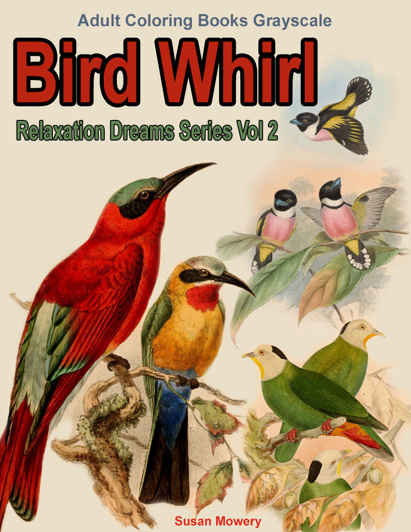 Bird Whirl Coloring Book for Adults Digital Download