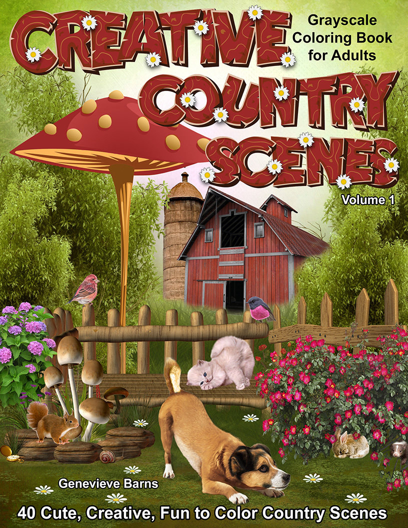Creative Country Scenes Coloring Book for Adults Digital Download