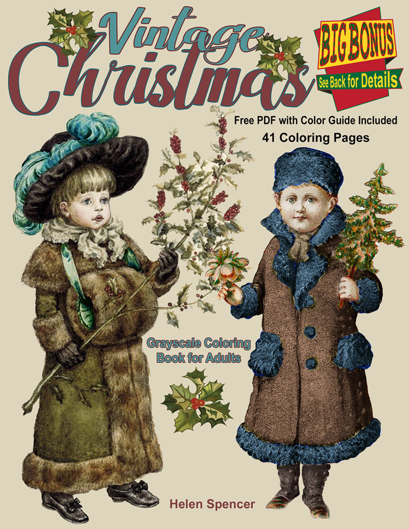 Vintage Christmas Coloring Book for Adults Digital Download