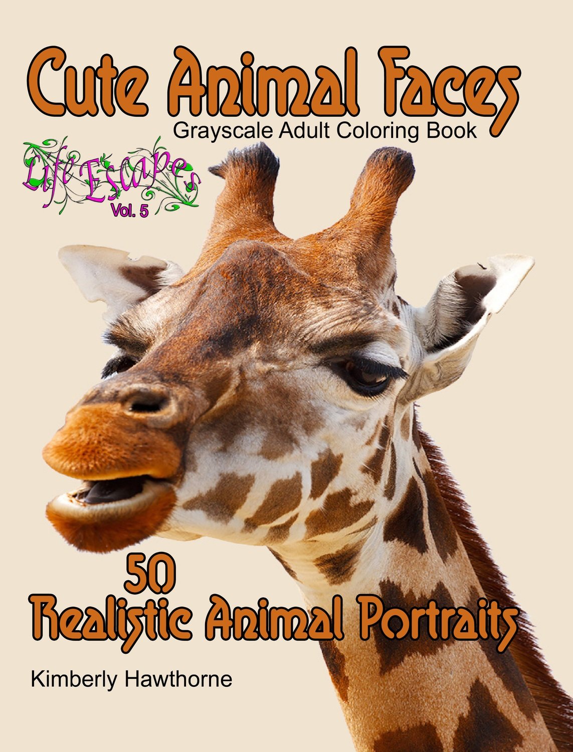 Cute Animal Faces Coloring Book for Adults Digital Download
