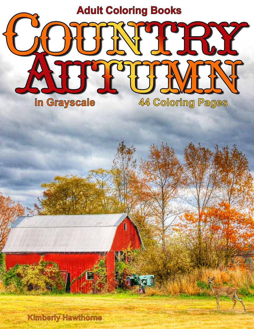 Country Autumn Coloring Book for Adults Digital Download