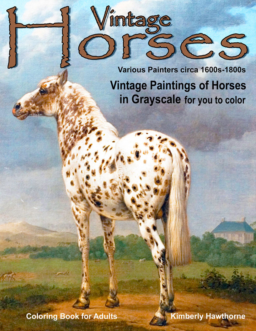Vintage Horses Coloring Book for Adults Digital Download