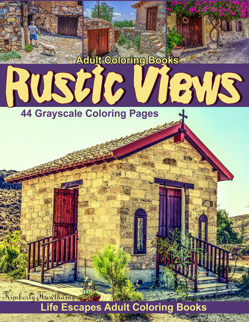 Rustic Views Adult Coloring Book Digital Download