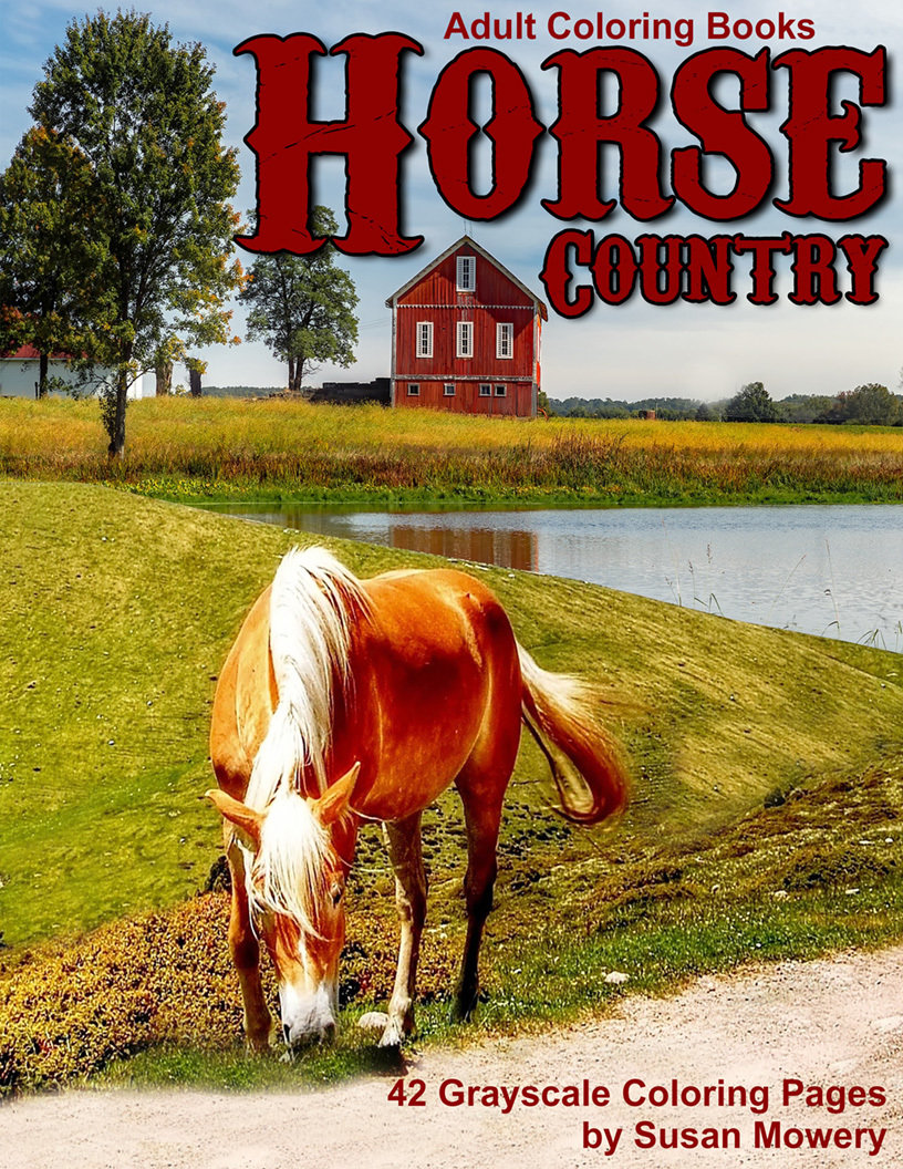 Horse Country Adult Coloring Book Digital Download