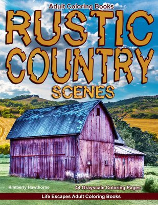 Rustic Country Scenes Adult Coloring Book Digital Download