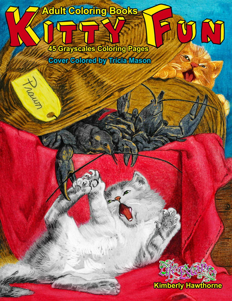 Kitty Fun Adult Coloring Book Digital Download